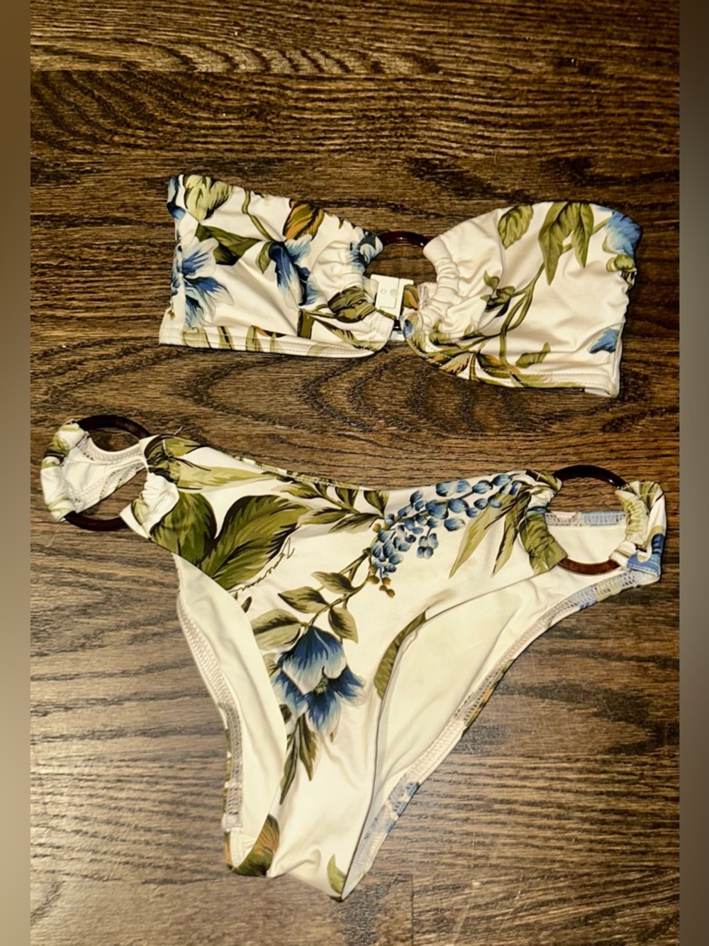 Women’s Zimmermann Cream Bandeau Bikini Floral Print. Size 0. BNWOT.